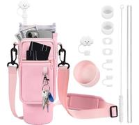 TOEECY Stanley Cup Accesorios 7 Piezas Incluye Tapón a Prueba Fugas Tapa Pajita Paja Cepillo Manga de copa para Vasos 1200 ml y 850 ml No Incluye Tazas（Rosa）