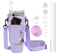 TOEECY Stanley Cup Accesorios 7 Piezas Incluye Tapón a Prueba Fugas Tapa Pajita Paja Cepillo Manga de copa para Vasos 1200 ml y 850 ml No Incluye Tazas（PúRpura）