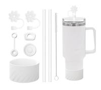 TOEECY Stanley Cup Accesorios 7 Piezas Incluye Tapones de Silicona a Prueba Fugas Pajitas Reutilizables Accessories para Vasos 1200 ml y 850 ml No Incluye Tazas (Blanco)