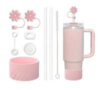TOEECY Stanley Cup Accesorios 7 Piezas Incluye Tapones de Silicona a Prueba Fugas Pajitas Reutilizables Accessories para Vasos 1200 ml y 850 ml No Incluye Tazas (Rosa)