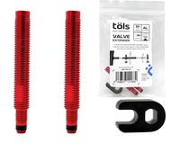 TÖLS Alargador Valvula Neumatico 35mm para Bici | Kit Herramientas Bicicleta MTB, Parches Pinchazos | Tapones Bici, Obus Valvula | Extensor Valvula Presta 35mm, Tapones Bici, Rojo
