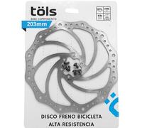 TÖLS Disco de Freno para bicicleta 203mm y 6 tornillos - Kit Frenos Bicicleta, Herramienta Bici - freno bicicleta disco - disco Freno Bicicleta Montaña con Tratamiento Anticorrosión