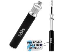 TÖLS Mini Bomba Bicicleta Aina Pro - Mini Bomba de Aire Bicicleta 80 PSI 5,5 Bar - inflador Bicicletas con latiguillo Incluido - hinchador Bicicleta Super Ligero - Mancha para Bicicleta - Bike Pump