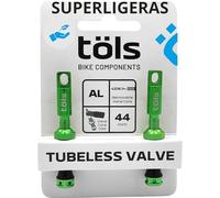 TÖLS Valvula Tubeless MTB 44mm - Valvula Presta Aluminio, Pack 2 Valvula Bicicleta para Kit tubeless - valvulas MTB tubeless Bici Carretera, BMX y Bici Montaña, Verde