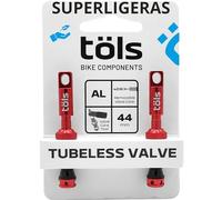 TÖLS Valvula Tubeless MTB 44mm - Valvula Presta Aluminio, Pack 2 Valvula Bicicleta para Kit tubeless - valvulas MTB tubeless Bici Carretera, BMX y Bici Montaña, Rojo
