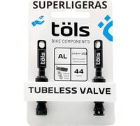 TÖLS Valvula Tubeless MTB 44mm - Valvula Presta Aluminio, Pack 2 Valvula Bicicleta para Kit tubeless - valvulas MTB tubeless Bici Carretera, BMX y Bici Montaña, Negro