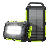 TOENNESEN Cargador Solar 26800 mAh Power Bank Solar, Bateria Externa con Carga Rápida 15 W Impermeable IPX4 2 Puertos USB + Linterna LED Compatible con Smartphones Tablets Camping y Emergencias