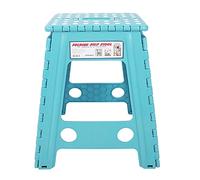 Toeponeer Taburete Plegable de plástico con Puntos de Vida portátil, Silla Plegable Antideslizante para Adultos (Punto Blanco Azul Cielo)