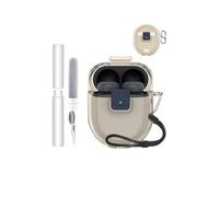 toergy - Carcasa para Google Pixel Buds Pro 2 Earbuds,toergy Soft TPU Clear Cover,Impermeable,a prueba de golpes, fácil de llevar, con cordón, llavero y kit de limpieza, Gris transparente
