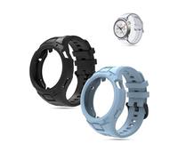 toergy Correa de reloj de silicona para Xiaomi Watch S5 - Correa de repuesto deportiva impermeable, flexible ajustable para hombre y mujer, resistente y duradera, negro y azul