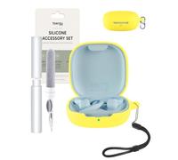 toergy Funda de silicona compatible con SHOKZ OpenFit Air 2, amarillo | Funda protectora de silicona suave compatible con SHOKZ OpenFit Air 2, funda a prueba de golpes con mosquetón eléctrico