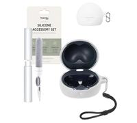 toergy Funda de silicona impermeable a prueba de golpes para Huawei FreeClip 2 S, cubierta suave y delgada con cordón, llavero y kit de limpieza, color blanco