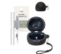 toergy Funda de silicona impermeable a prueba de golpes para Huawei FreeClip 2 S, funda suave y delgada con cordón, llavero y kit de limpieza, color negro