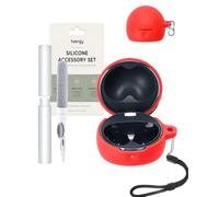 toergy Funda de silicona impermeable a prueba de golpes para Huawei FreeClip 2 S, funda suave y delgada con cordón, llavero y kit de limpieza, color rojo
