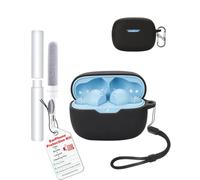toergy Funda de silicona impermeable a prueba de golpes para JBL Wave Beam 2, cubierta suave y delgada con cordón, llavero y kit de limpieza, color negro