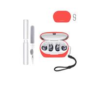 toergy Funda para auriculares JBL SoundGear Clips de auriculares, resistente a los golpes, impermeable, suave y delgada, cubierta de silicona con cordón, llavero y kit de limpieza, color rojo