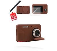 toergy Funda para cámara digital Kodak Pixpro FZ55 3 en 1 con 2 protectores de pantalla y correa de transporte, resistente a los golpes, ligera, portátil, color marrón