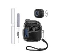toergy Funda para JBL Tune Flex 2 Earbuds, suave TPU transparente, impermeable, a prueba de golpes, protección contra arañazos, fácil de llevar, con cordón, llavero y kit de limpieza (negro