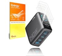 toergy Paquete de 4 protectores de pantalla compatibles con cargador USB C Anker Prime de 140 W, cobertura completa curvada 3D, película flexible de TPU suave para pantalla digital inteligente