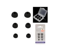 toergy Tapones de repuesto de silicona para JBL Tune Beam 2-3 tamaños (S/M/L), suaves y antideslizantes, con caja de almacenamiento portátil, negro y transparente
