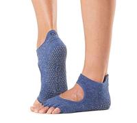 Toesox - Calcetines Dedos Fuera Bellarina Adherente para Mujer (S) (Marino)