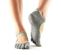 ToeSox Full Toe Bellarina Calcetines de Yoga, Unisex Adulto, Gris (Heather) / Verde (Lime), L