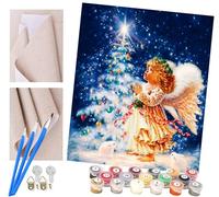 ToeTs Pintar por números adultos, ángel y árbol de navidad DIY pintar por números, pinturas para niños, paint by numbers lienzos para pintar cuadros decoracion (16" x 20")