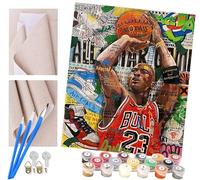 ToeTs Pintar por Numeros Adultos Niños, DIY Paint by Numbers Cuadros Arte del jugador de baloncesto del Doodle Incluye Lienzo, Pincel, Pigmento Acrílico, Decoraciones para El Hogar (20"*16")
