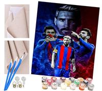 ToeTs Pintar por Numeros Adultos Niños, DIY Paint by Numbers Cuadros Estrella del fútbol Incluye Lienzo, Pincel, Pigmento Acrílico, Decoraciones para El Hogar (20"*16")