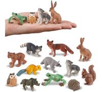 TOEY PLAY Animale de Juguete del Bosque, Mini Figuras Animales, Realista Animales de Selva Zoo, Ardilla, Rana, Búho, Giocattoli Educativi per Niños Niñas 3 4 5 6