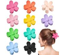 TOFBS 10 Piezas Clips de Garras de Flores Verano Mate Escarchado Pinzas Grandes para el Pelo Cabello Grueso Bonitas Colores Accesorios Peinados para Mujeres y Niñas (#A)