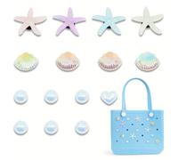 TOFBS 15 Piezas Accesorios para Bogg Bag Moda Decoración de Verano con Dije de Bolso Mano Concha de Estrella Mar Bricolaje Personalización de Su Bolso compatibles con Bogg Bag