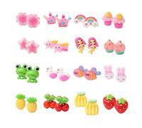 TOFBS 16 Pares Pendientes Clip para Niñas Mujeres Flor Estrella Arco Iris Fresa Rana Corona No Piercing Pendientes Hipoalergénico Juego de Aretes