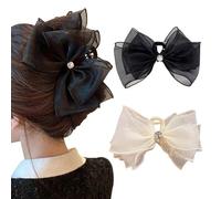 TOFBS 2 Piezas de Pinzas Pelo de Cinta de Malla con Strass Elegante Pinza el Pelo Grandes Antideslizante Accesorios Pelo para Mujer y Niña