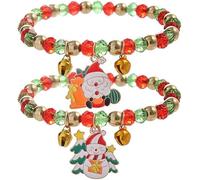 TOFBS 2 Piezas Pulsera Mujer Elegantes y Coloridas con Colgante Campanas Árbol de Navidad Regalo de Cumpleaños de Fiesta