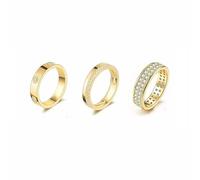TOFBS 3 Piezas Anillos Apilables Oro 18k Circonita Brillante Conjunto Sortijas Elegantes Joyas Femeninas Ajustables Bañadas