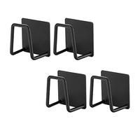 TOFBS 4 Piezas Porta Esponja Autoadhesivo para Cocina Fregadero, Acero Inoxidable Impermeable Soporte de Esponja Ganchos para Paños de Cocina, Cepillo, Tapa de Olla (Negro)