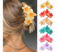 TOFBS 6 Pinzas Grandes Flores Hawaianas 11cm Multicolor Accesorios Cabello Mujer Primavera Verano Peinado Recogido Moño