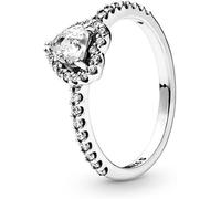 TOFBS Anillos Mujer Elevado Corazón Plata de Ley 925 Brillante Cúbico Zirconia Anillo con Diamantes Promesa Compromiso Mujeres y Niñas Regalo (Plata,54)