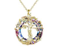 TOFBS Árbol De La Vida Collares Collar Para Mujeres Niñas Cristal árbol De La Vida Colgante Collar Nudo Celta Luna árbol De La Vida Joyería Para Mujeres Regalos (Oro)