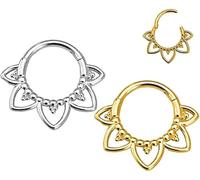 TOFBS Aro Nasal Flor Lotus Acero Inoxidable 316 Piercing Septum 16g 1.2mm Bisutería Corporal