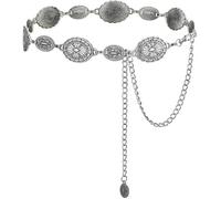 TOFBS Cadena Cintura Ovalada Turquesa Estilo Bohemio Ajustable Plata Antigua Decorativa Elegante Joya Cuerpo Femenina