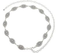 TOFBS Cadena Cintura Ovalada Turquesa Estilo Bohemio Ajustable Plata Antigua Decorativa Elegante Joya Cuerpo Femenina