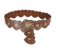 TOFBS Cinturón para Mujer Ancho Cuero PU de Metal Moda Vintage Cinturones Elásticos de Corazón Ajustable Cintura Elástico Cinturón con Hebilla de Aleación(Marrón)