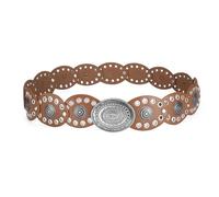 TOFBS Cinturón para Mujer Moda Vintage Occidental Estilo Vaquero Cinturón Ajustable Ancho Cuero PU de Metal Cinturón con Hebilla de Aleación(Camel)