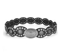 TOFBS Cinturón para Mujer Moda Vintage Occidental Estilo Vaquero Cinturón Ajustable Ancho Cuero PU de Metal Cinturón con Hebilla de Aleación(Negro)