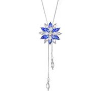 TOFBS Collar Cristal Flor Azul Colgante Cadena Ajustable Joyería Elegante Mujer Bisutería Cristales Brillantes Diseño Floral