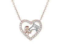 TOFBS Collar de Niña y Caballo Plata Corazón Colgante Collar de Caballo Joyería Regalos de Caballo para Mujer Niñas Novia Esposa Mamá Hija Amante de caballos (#3)