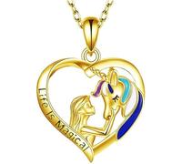 TOFBS Collar de Plata Mujer con Diseño de Corazón y Figura de Pareja Joyería Singularu para Regalos Originales y Especiales Elegante y Romántico para Todas las Ocasiones(Oro-2)