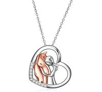 TOFBS Collar de Plata Mujer con Diseño de Corazón y Figura de Pareja Joyería Singularu para Regalos Originales y Especiales Elegante y Romántico para Todas las Ocasiones(Oro rosa)